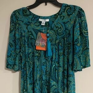 Teal Paisley Blouse